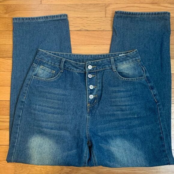 Button fly large blue baggy jeans - Picture 1 of 3